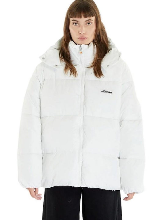 Ellesse Women's Short Puffer Jacket for Winter with Hood White
