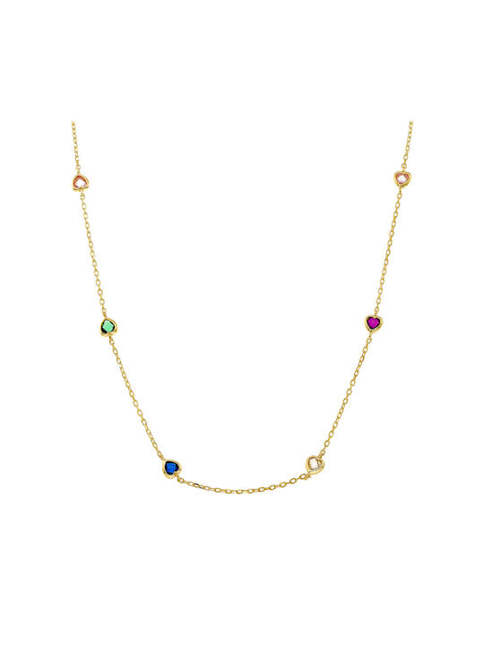 Vogue Necklace from Gold Plated Silver with Zircon