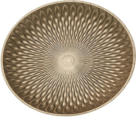 Nuova Vita Holz Rund Serviertablett mit Griffen in Gold Farbe 29cm ZL63901A 1Stück