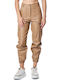 Women's High-waisted Fabric Cargo Trousers Beige