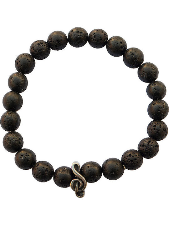 Theodora's Jewellery Men's Steel Bracelet with Lava Stones