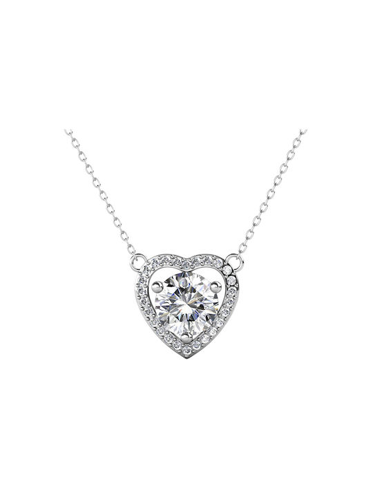Brizzling Colier cu design Inima din Argintiu cu Diamant