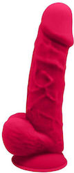 Dream Toys Real Love Silicone Dildo Balls Dildo realist cu Testicule și Ventuză Fuchsia 21cm