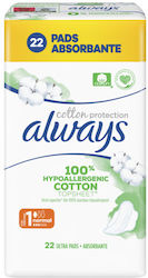Always Cotton Protection Ultra Normal Sanitary Pads with Wings for Normal Flow 3 Drops Double Pack 2x22pcs