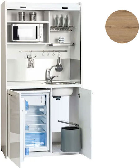 Silver Silver Office 105 cu noduri Polycuzinetă cu Chiuvetă Dreapta 105x65x209cm Stejar