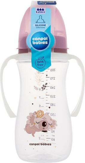 Canpol Babies Plastikflasche Gegen Koliken mit Silikonsauger Pink 300ml
