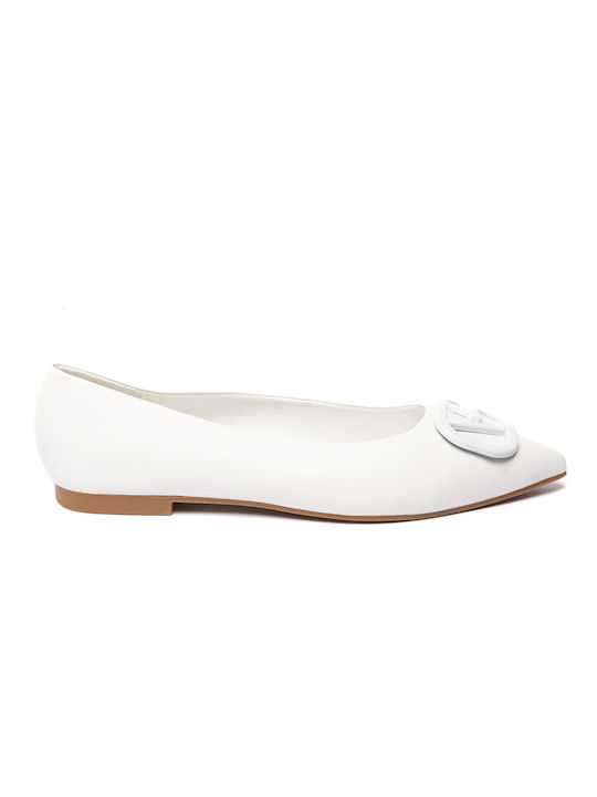 Malesa Pointy Ballerinas White