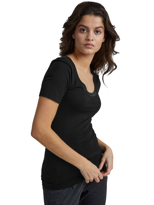 ICHI pentru Femei Bluză Mâneci scurte Black (10001/BLACK)