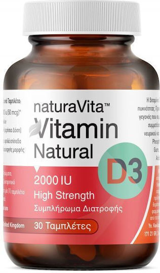 Natura Vita Vitamin D3 for Immune System Boost & Bone Health 2000iu 30 Tablets