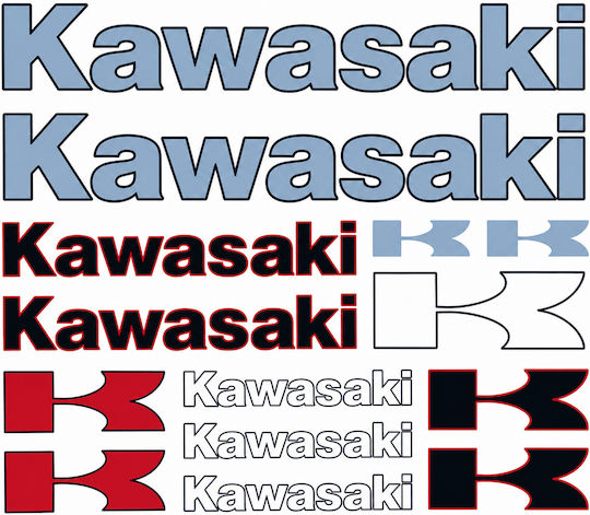 Kawasaki Αυτοκόλλητα Σετ Κόκκινο