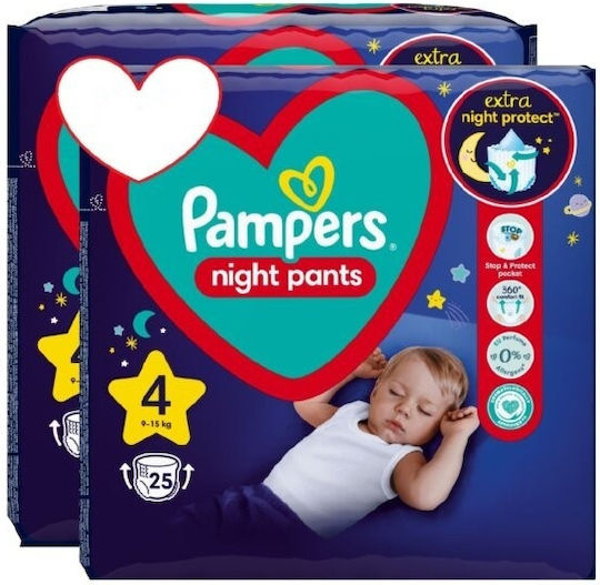 Pampers Πάνες Βρακάκι Night Pants 1+1 No. 4 για 9-15kg 50τμχ
