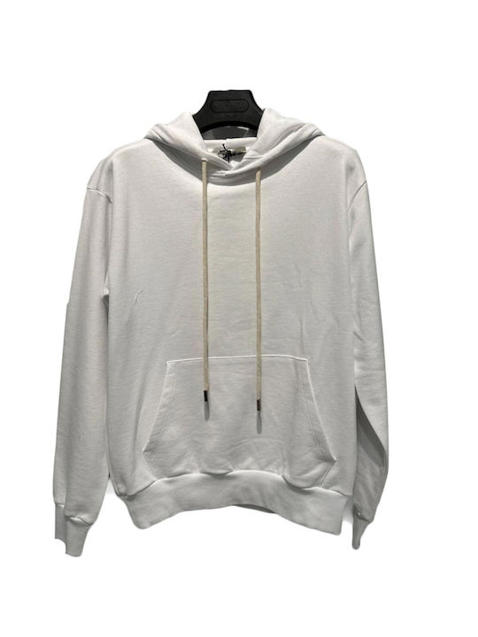 Paperinos Men's Sweatshirt with Hood and Pockets White