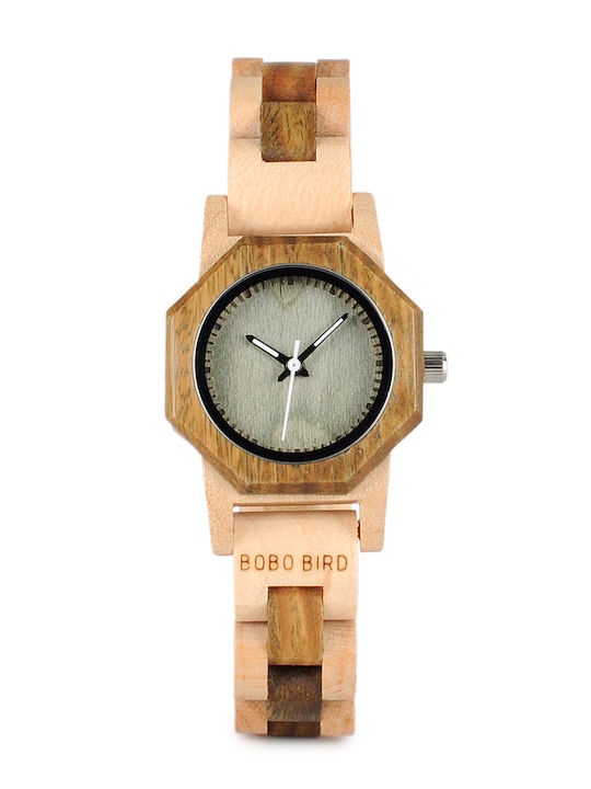 Bobo Bird Women's Watch with Brown Wooden Bracelet