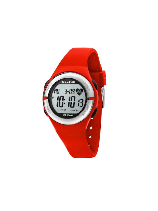 Sector Digital Watch Chronograph Battery with Red Rubber Strap