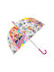 Kinder Regenschirm Gebogener Handgriff Automatisch Durchsichtig mit Durchmesser 46cm.