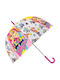 Umbrelă pentru copii Baston automată transparentă cu diametrul de 46cm.