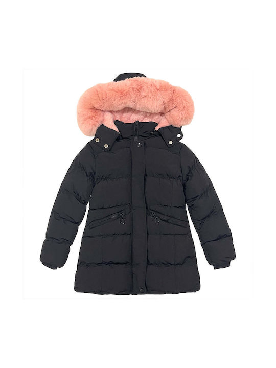 Ustyle Kids Quilted Jacket Long with Lining & Hood Pink.