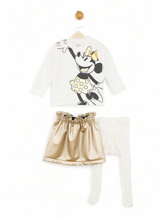 Disney Set de haine pentru copii cu fustă Magazin online de iarnă 2buc ecru