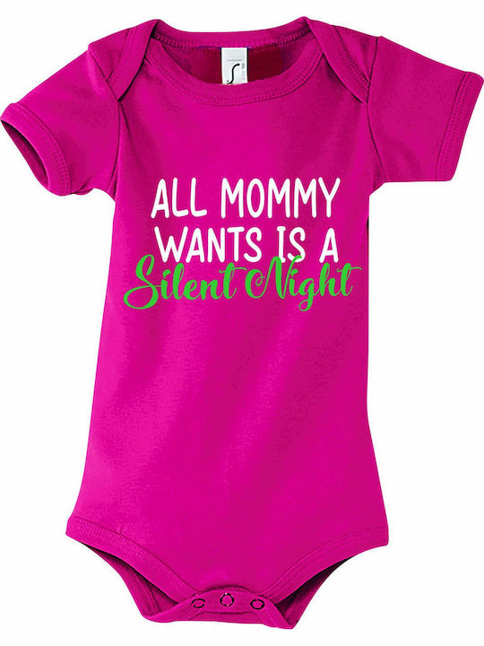 kirikoko All Mommy Wants Is A Silent Night Christmas Short-Sleeved Fuchsia