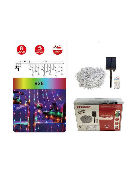 200 Lichterketten LED 30m. x 600cm Mehrfarbige Solar Typ Regen 1Stück
