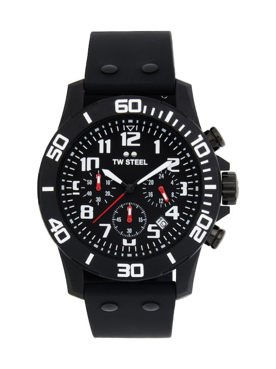 TW Steel Men's Watch 44mm Chronograph Battery with Black Rubber Strap