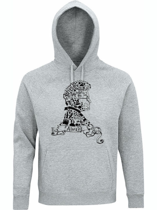 Kinder-Sweatshirt mit Kapuze und Taschen Grey Melange Harry Potter Head Silhouette Love Always