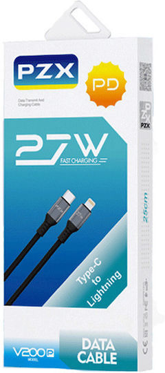 PZX Редовна USB-C към Lightning кабел 27W Черен 1м (715)