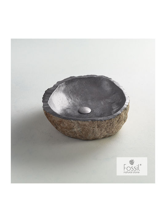 Fossil Vero Riverstone Vessel Sink Stone 30x30x15cm Riverstone