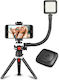 Yenkee Selfie Stick Cell Phone Tripod Bluetooth with Lighting Black
