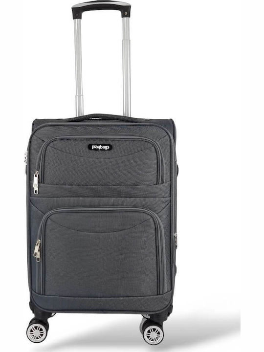 Playbags Medium Fabric Suitcase Gray with 4 Wheels Height 59cm