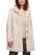 Women's Short Puffer Jacket for Winter Ecru