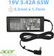 Acer Ac Adapter Φορτιστής Laptop 65W 19V 3.42A για Acer με Αποσπώμενο Καλώδιο Τροφοδοσίας