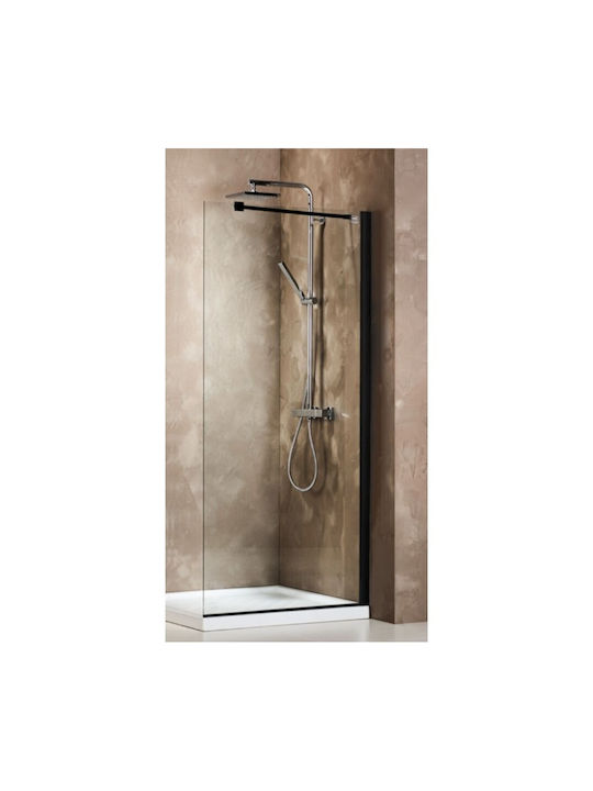 Devon Iwis Walk-in Shower Screen for Shower with Sliding Door 87-89x185cm Clear Glass Black Matt