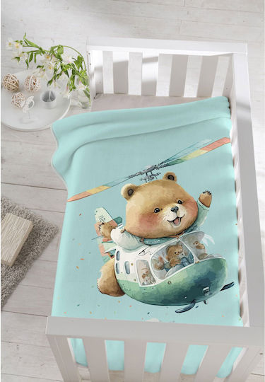 Piel SA Blanket Cot Bear Velvet Green Verde Mar 140x110cm