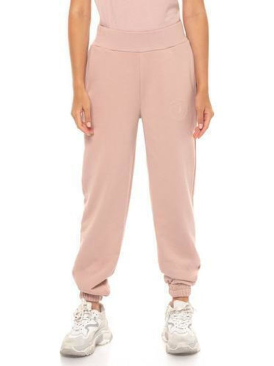 Trussardi Women's Cotton Trousers in Wide Line Adobe Rose