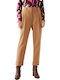 Damen Hoch tailliert Stoff Hose in Karotten Passform Camel.