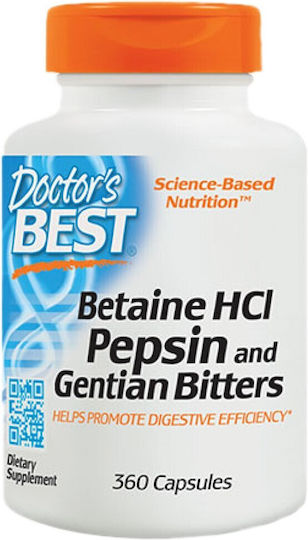 Doctor's Best Betaine HCL Pepsin & Gentian Bitters Специална Хранителна Добавка 360 капси