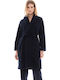 Pink Label Winter Women's Fleece Robe Dark Blue