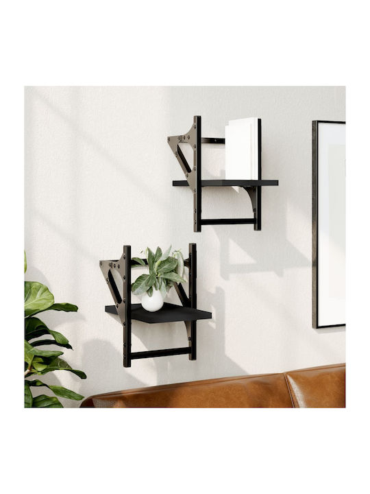 Shelves Wall Black 2pcs 20x25x30cm