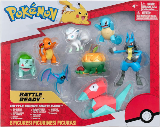 Jazwares Pokemon Аплетун, Алолан Вълпикс, Чармандър, Булбазавър, Скуъртъл, Зубат, Поригон и Лука́рио за 4+ Години