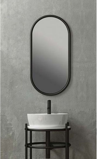 Savvopoulos Oval Oglindă de Baie 50x100cm Negru