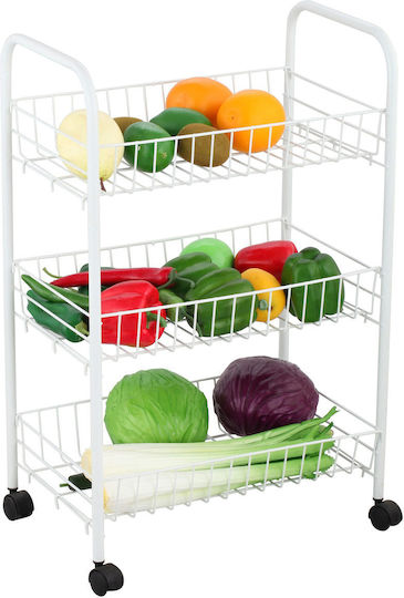 Viosarp Kitchen Trolley Metallic 3 Tiers White 62x38x62cm