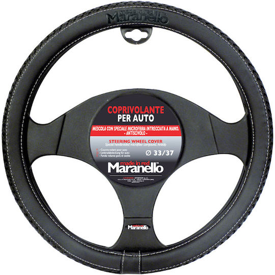 Maranello Car Steering Wheel Cover with Diameter 33-37cm Microfiber Black
