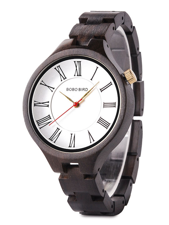 Bobo Bird Women's Watch with Brown Wooden Bracelet