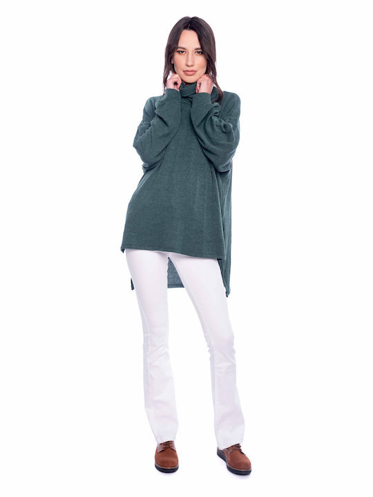 E-shopping Avenue Women's Long Sleeve Sweater Turtleneck Green