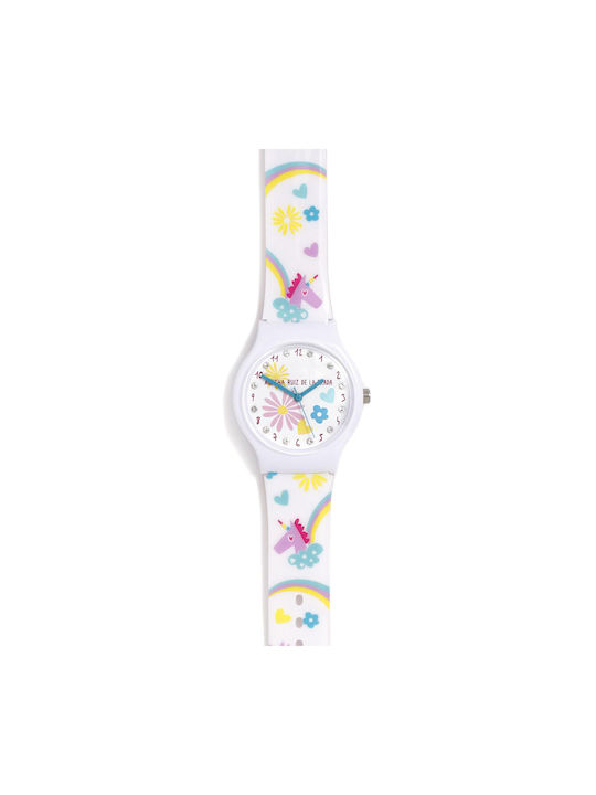 Agatha Ruiz De La Prada Kinder Analoguhr mit Kautschuk/Plastik Armband Weiß