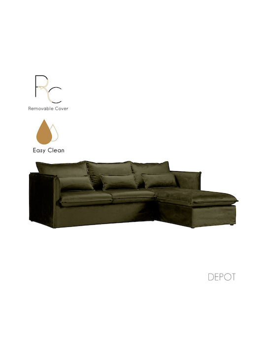 One Only Γωνιακός Καναπές με Δεξιά Γωνία Λαδί 228x196x84.7εκ.