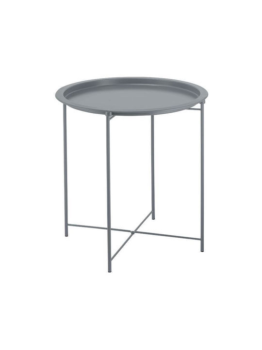 Wr Round Metal Side Table ΓΚΡΙ L47xW47xH50cm