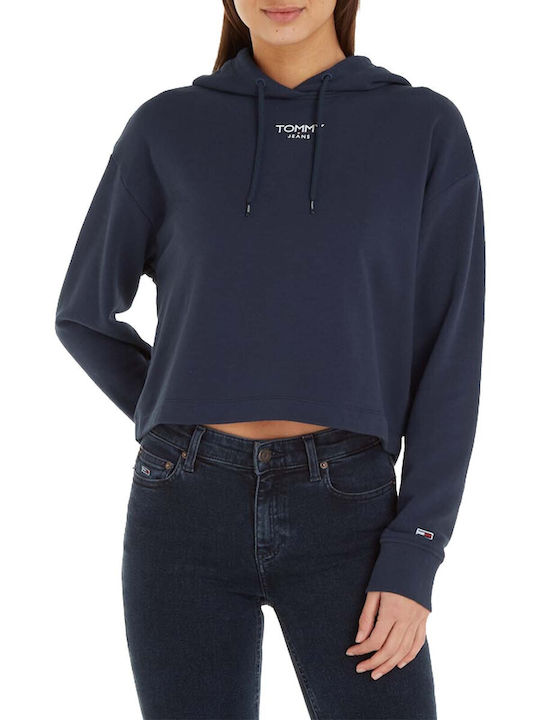 Tommy Hilfiger Women's Cropped Hooded Sweatshirt Blue
