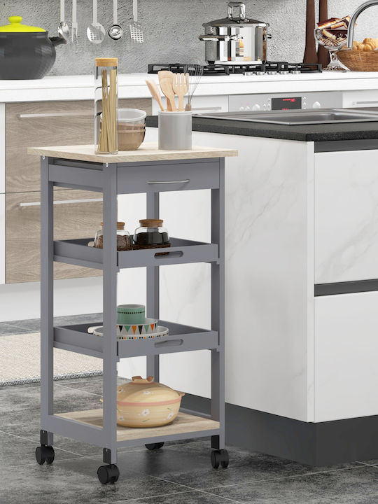 HomCom Ραφιέρα Κουζίνας Ξύλινη 4 Θέσεων Μπλε 37x37x76cm